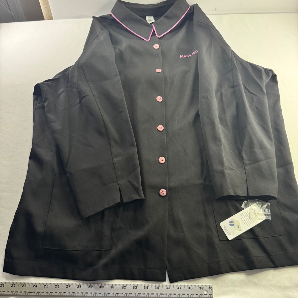 Mary Kay Professional Smock Jacket Black Pink Trim Nanotex Plus Size 3X